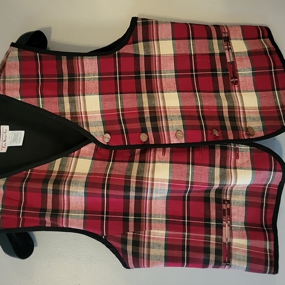Talbots Vintage Plaid Button-Up Vest